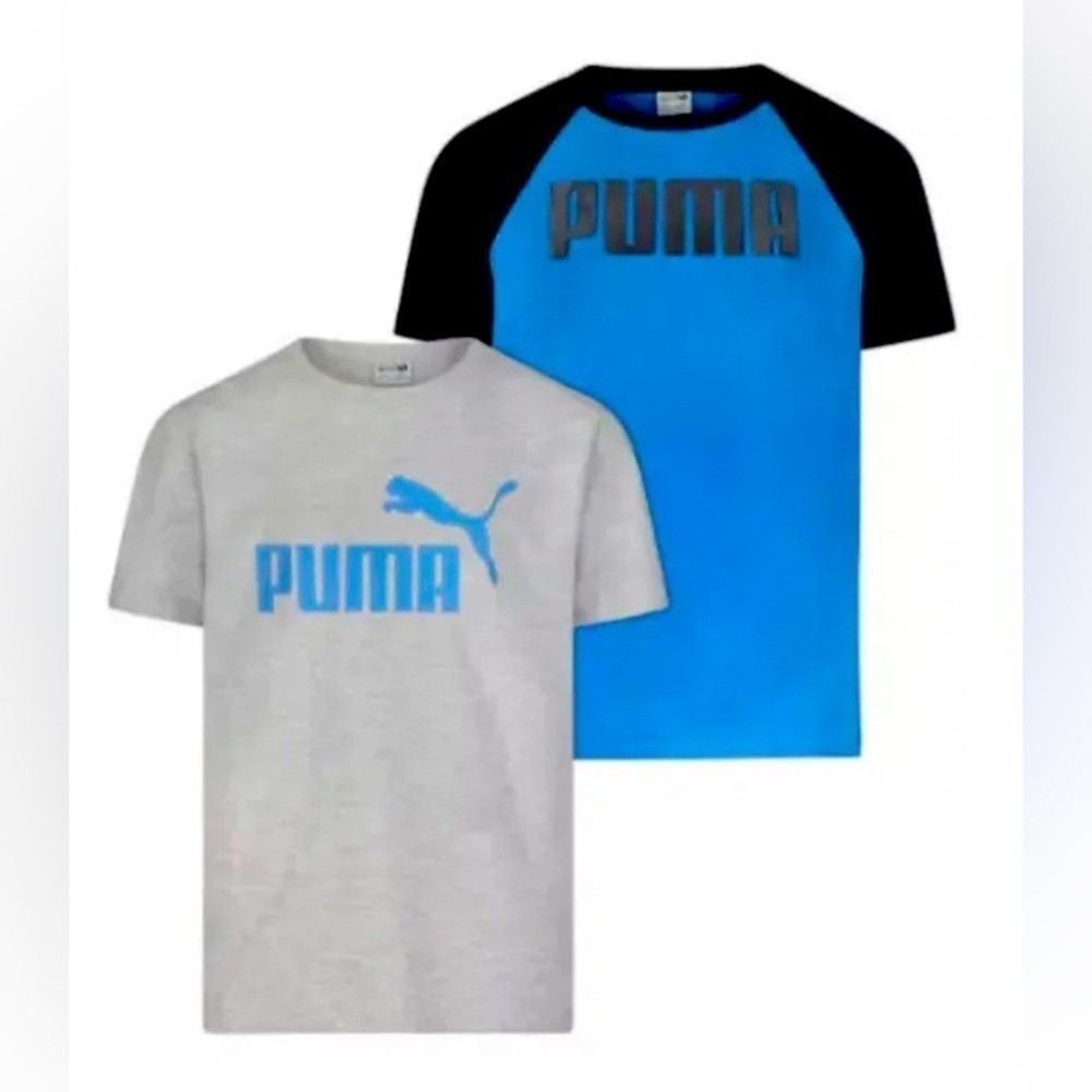 Puma Boys 🆕 Youth Tees TWO PACK Athletic Tshirt Set
Blue & Light Heather Grey